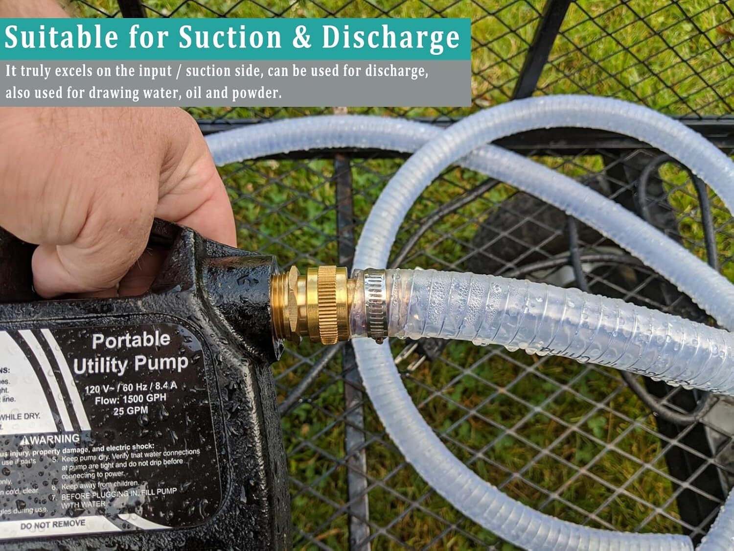 Wire Reinforced Hose 1" ID 10FT Clear High Pressure Vinyl Suction Line Tubing