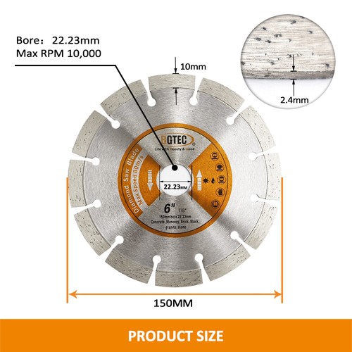 Diamond Concrete Cutting Disc Marble Tile Granite Saw Blade 6 inch+Free Shipping - Picture 4 of 9
