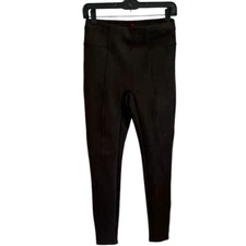 SPANX Faux Suede Leggings Pants CHOCOLATE BROWN size S Slimming Work Party