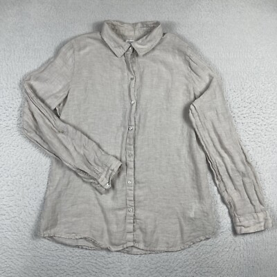 Sigrid Olsen Shirt Womens Large Linen Tunic Effortless Beachy Office Chic Boho
