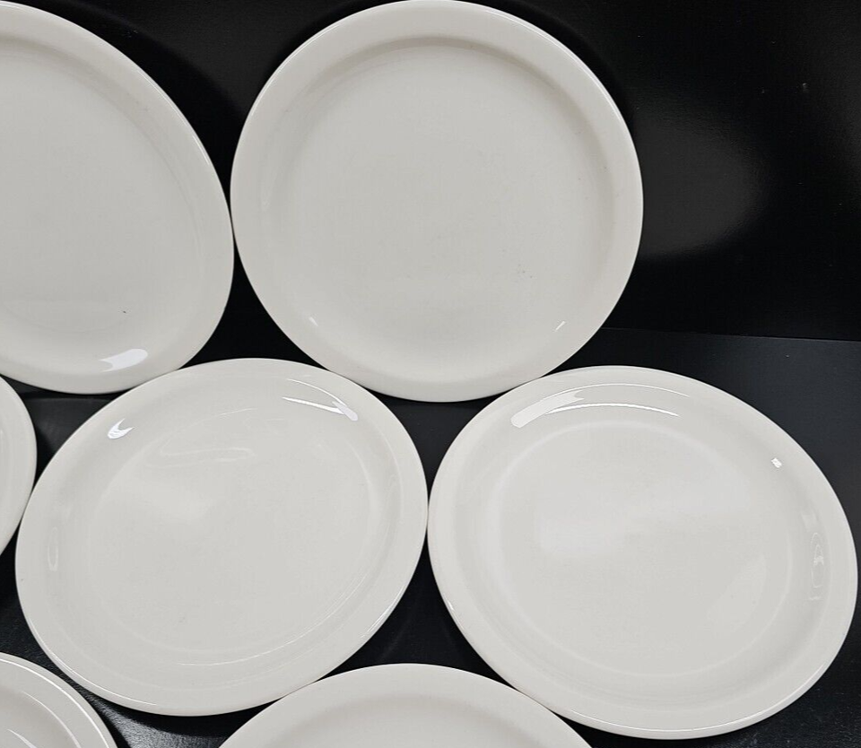 7 Syracuse China White Luncheon Plate Set Vintage Restaurant Ware Table