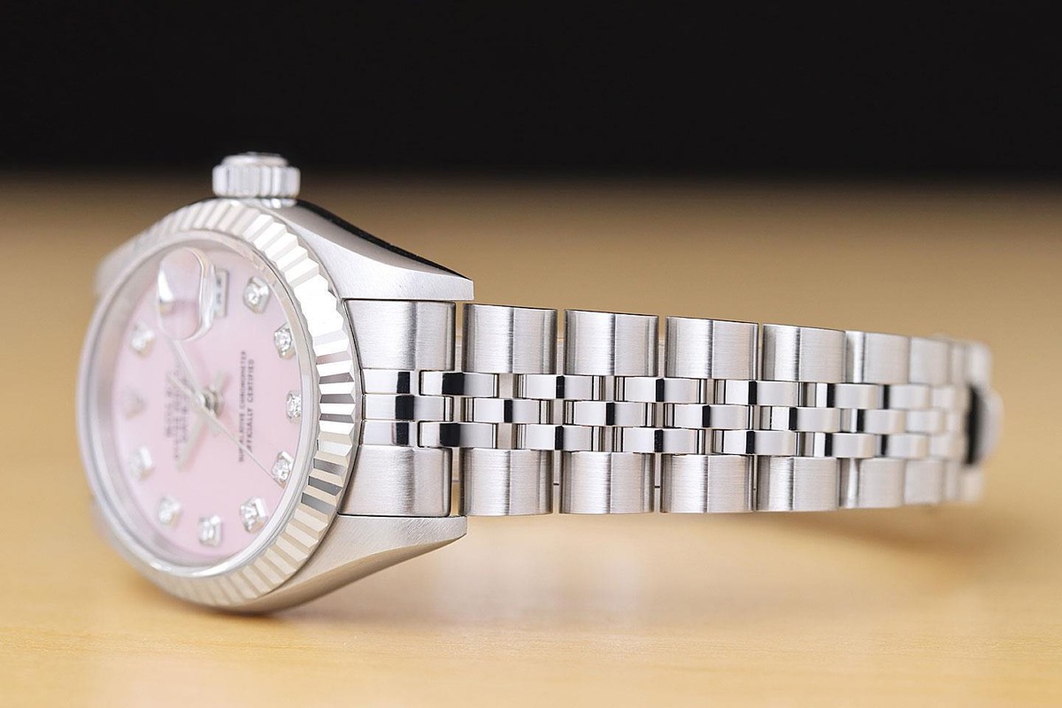 ROLEX LADIES DATEJUST 79174 PINK MOTHER OF PEARL DIAMOND DIAL 18K