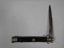 ITALY 10 3/4" Large Manual Stiletto Pocket Knife 5" Blade Horn Handles