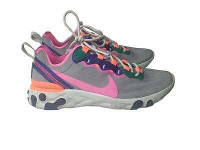 Nike React Element 55 Wolf Grey Multi-Color Womens Size 9 Shoes BQ2728-006
