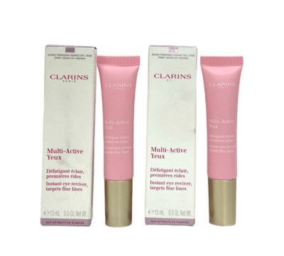 Clarins Multi Active Yeux Instant Eye Reviver (15mL / 0.5oz) NEW; LOT OF 2