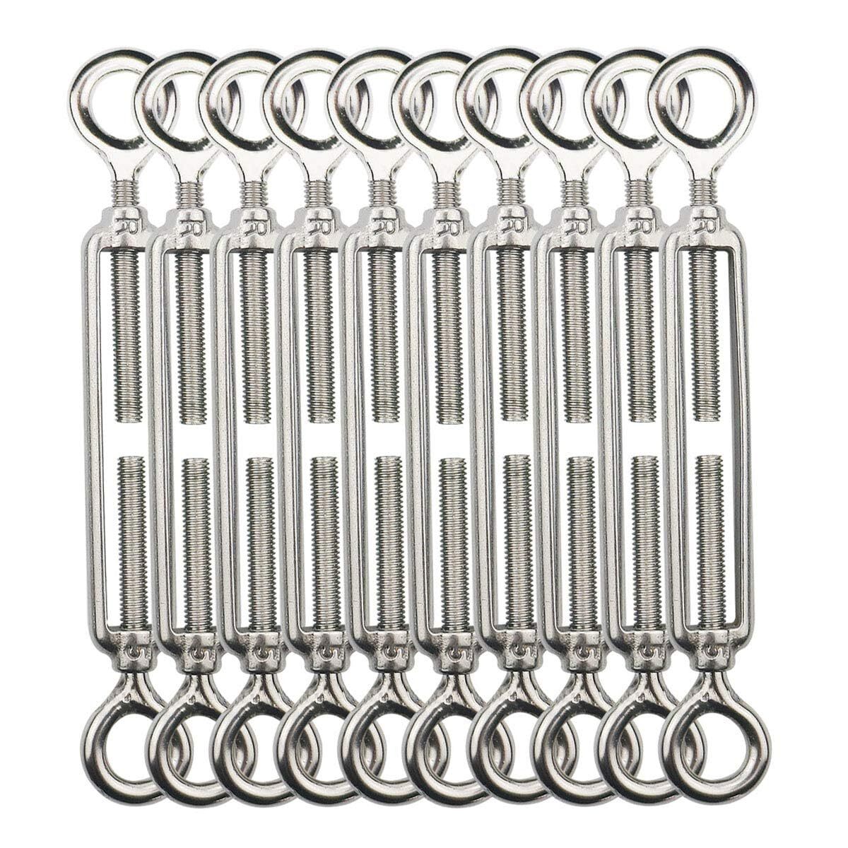 10 Pack Turnbuckle Eye and Eye, Stainless Steel Turnbuckle Eye to Eye, M5 Tur...