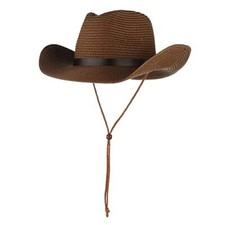 Straw Cowboy Hat for Men Women Wide Brim Sun Hat Cowgirl Panama One Size Coffee
