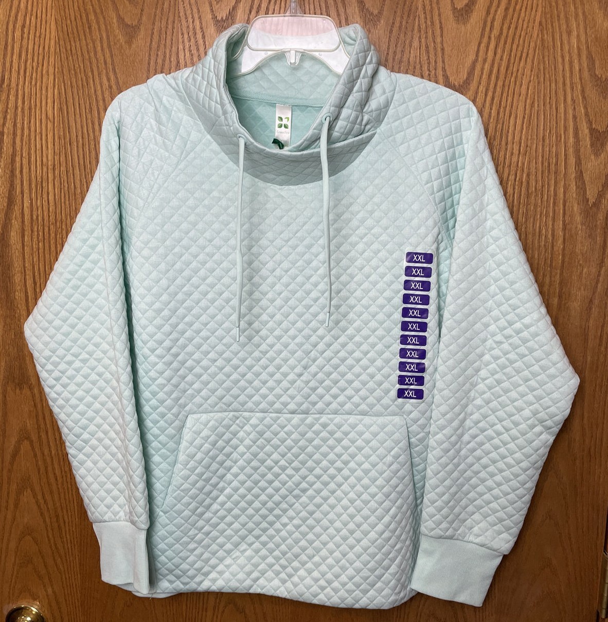 Sweatshirt Quilted Cowl Neck Pocket 