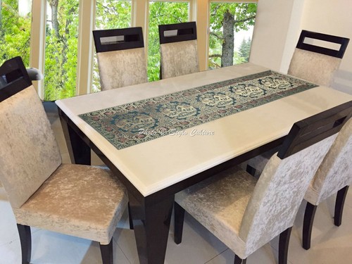 Brocade Runner Wedding Table Cover Silk Indian Runner Tapestry Christmas - Picture 2 of 5