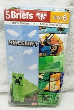 Mojang Minecraft Boys' 5 Pack Briefs Size 6/New