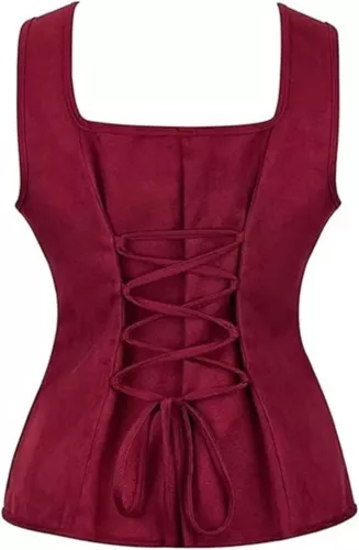 Medieval Bodice Vest for Women Renaissance Lace Up Corset Pirate Wench Waistcoat - Picture 14 of 28