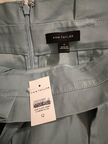 Gonna da donna blu Ann Taylor nuova con etichette taglia 12 sacchetto di carta vita cravatta anteriore matita - Foto 2 di 4