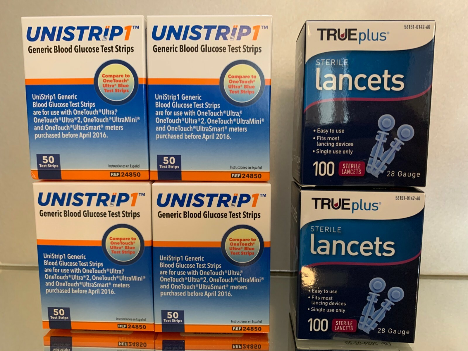 UniStrip Glucose Test Strips 200 ct exp 05/2025 PLUS 200 Lancets Lightbulb Expert