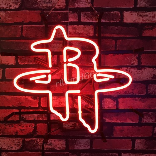 19" Red Houston Basketball Sport Team Vintage Style Neon Sign Light Custom Wall
