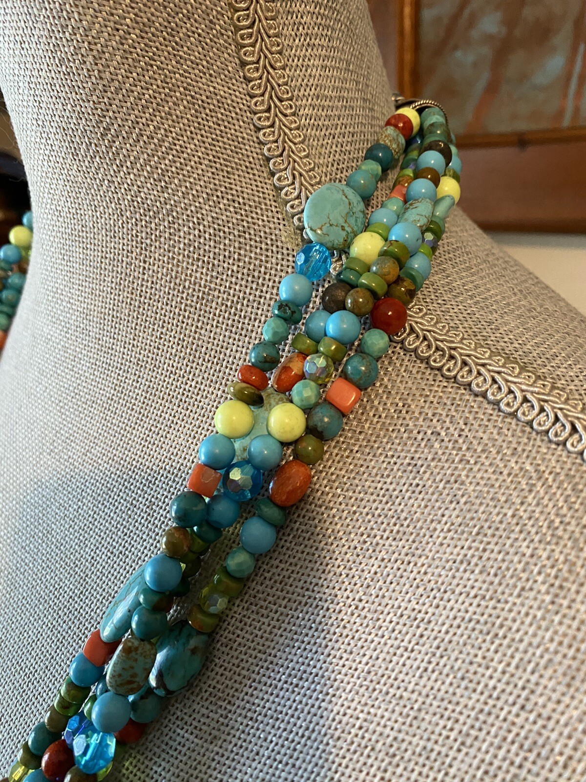 Rocki Gorman Glitter Rocks Long Turquoise Multi-Stone Beaded Necklace ...