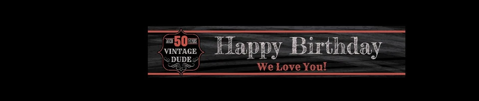 Banner de lona personalizado 50 cumpleaños decoración de fiesta decoración de tipo vintage Foto 2 de 4