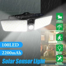 Solar Flood Light Motion Sensor Security Spot Wall Street Yard Outdoor LED Lamp