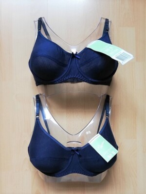 Lot De 2 Soutiens-Gorge Vena Taille 90B – 100% Coton – Bleu – Neufs Avec Étiquettes