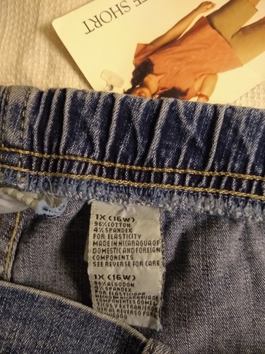 White Stag Women's 1X (16W) Stretch Denim Pull On Elastic Back Waist Shorts New - Picture 6 of 11