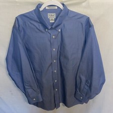 L.L. Bean Mens Dress Shirt Size Large Blue Wrinkle Resist Trad Fit Business