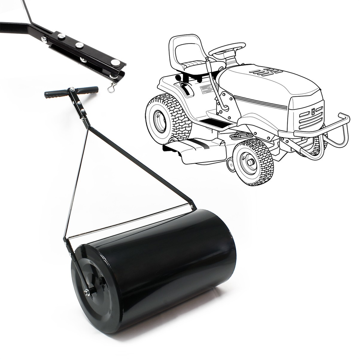Combination Push Tow Poly Lawn Roller Easy-Turn Tethered Plug