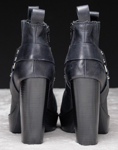 Jeffery Campbell Engine Pointed Toe Black Harness Platform Bootie Womens Size 9 - Picture 5 of 22