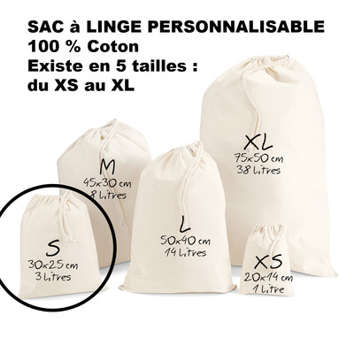 Sac à Linge Personnalisable TAMALOU - Petit Modèle S Pour Enfants - Toile Beige