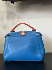 Fendi Mini Peekaboo in Blue & Red Leather