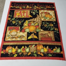 Fall Fabric Panel Season of Harvest Pumpkins Scarecrow Autumn Cotton 33 x 25