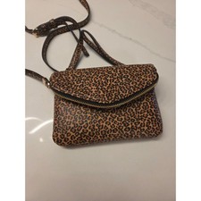Leopard Print Foldover Crossbody Bag with Zipper Detail Brown Animal Print