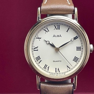 Seiko Alba Ladies Quartz Watch Roman Dial 23mm White Vintage Japan Made