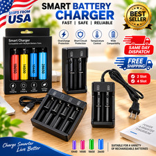 Li-ion Lithium Smart Charger 3.7V 2 4 6 Slot For 16340/14500/26650 RCR123 USA A+