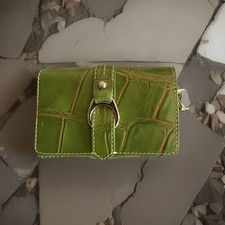 Dooney & Bourke Green Grass W/Honey Croco Leather Wristlet Wallet
