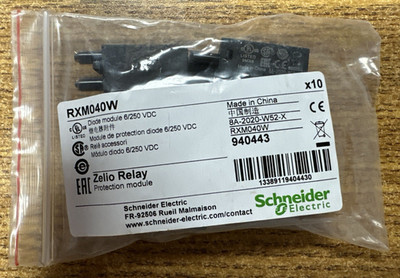 SCHNEIDER RXM040W DIODE RELAY PROTECTION MODULE 6/250 VDC (QTY 10) *NEW IN BAG*