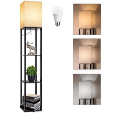 63" Shelf Floor Lamp with 3-Tier Shelves 8W LED Standing Light Storage