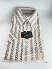 VTG 70s JCPenney Towncraft Penn Prest Shirt 16.5 Short Sleeve Disco Collar NOS