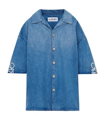 LOEWE FW25 Anagram Denim Short Sleeve Shirt