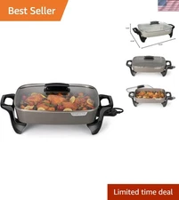 16-Inch Grey Ceramic Electric Skillet - Programmable & Nonstick for Effortles...