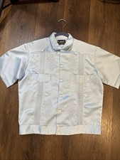 Men  s Campos Guayabera Copacabana Sz 38 Baby Blue Sky Blue Mexico