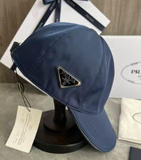Prada Nylon Baseball Cap - Classics logo design | adjustable size Blue M Size