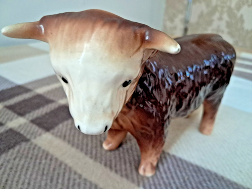 Figura de campeón de campeones Beswick Hereford Bull animal de granja coleccionable. - Imagen 2 de 5