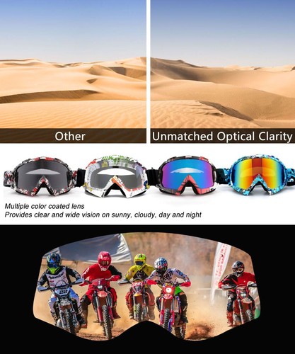 Occhiali ATV Dirt Bike - UV400 Occhiali Motocross Equitazione Antivento D... - Foto 4 di 8