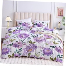 Floral Duvet Cover Size, Premium Double Brushed King 2583 Violet Bloom
