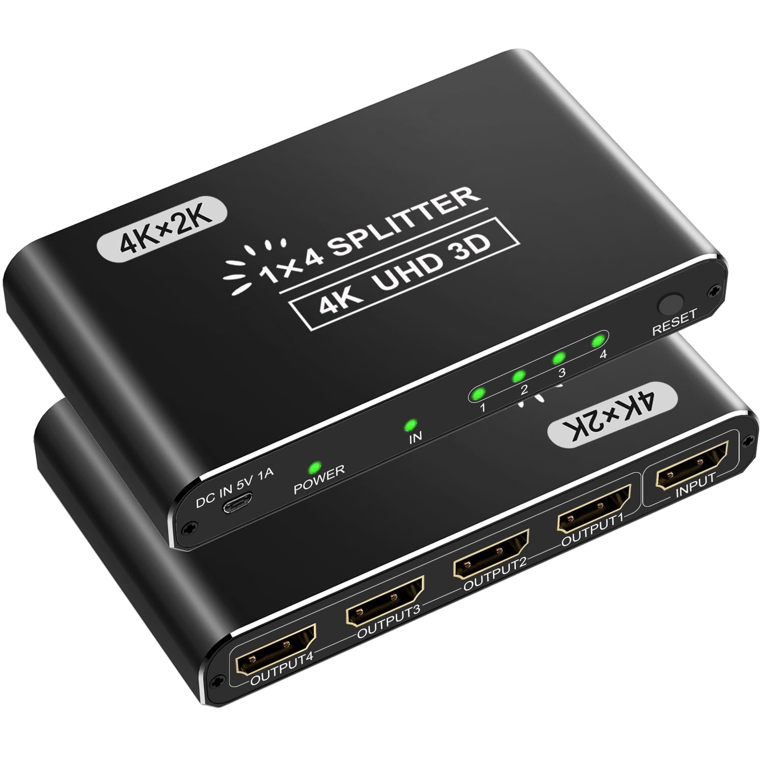 4K HDMI Splitter 1x4 for Dual Monitors with 3D Support