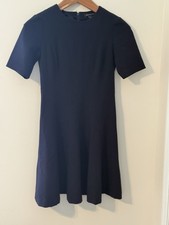 Banana Republic Navy Short Sleeve A-Line Dress Zip 4 classic Preppy church work