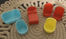Lot of 6 Vintage 1975 Kenner Tree Tots Family House Furniture Chairs Beds Sofas