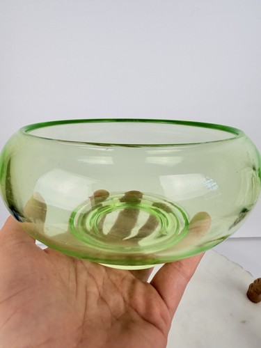 Viking Glass Lime Htf Epic Line Bird Lidded Candy Dish Base ONLY READ Glows - Picture 8 of 12