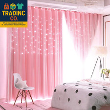 2 Panels Stars Blackout Curtains for Bedroom Girls Kids Baby Window Decoration D