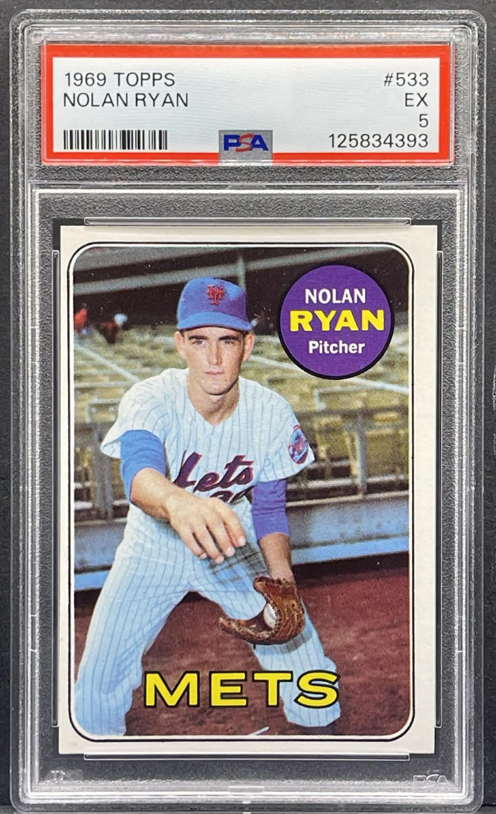 1969 Topps Baseball #533 Nolan Ryan New York Mets HOF Vintage - Graded PSA 5 EX