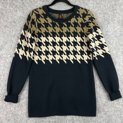 Kerrits Sweater Womens Small Black Tan Houndstooth Knit Riding Equestrian